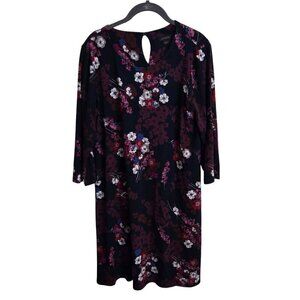 J. Jill Wearever Collection Dark Autumnal Floral 3/4 Sleeve Dress Size M